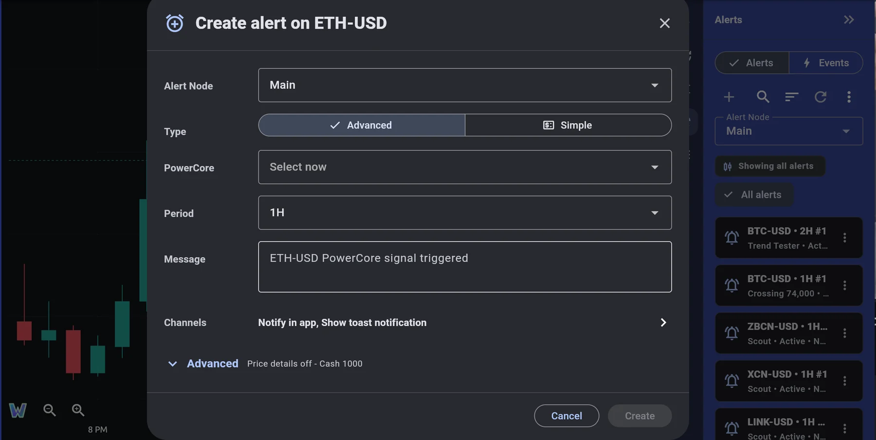 Creating a live alert